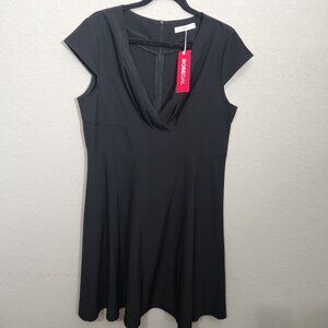 Rosegal Black Cap Sleeve Midi Dress L Lightweight Flowy Womens Size US 18 UK 18
